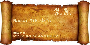 Nacsa Miklós névjegykártya